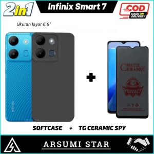 Promo Paket Murah 2in1 Case Infinix Smart 7 Camera Softcase Slim Black Matte Case Liquit + Tg Anti Gores Ceramic Matte Anti Spy