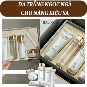 Bộ mỹ phẩm dưỡng da chăm sóc da mặt cao cấp BAURSDÈ 5 món: Sữa rửa mặt+Nước cân bằng da+Serum dưỡng ẩm+Sữa dưỡng ẩm+Kem dưỡng da giúp cấp ẩm dưỡng trắng chống lão hóa trọn bộ skincare