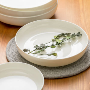 Pure White Japanese Style Bone China Underglaze Color Dinnerware Set Deep Dish Plate Porcelain Soup Bowl Combination