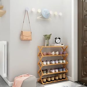 RRH Cross Shoe Racks Bamboo 3/4/5/6 Layer Shoe Rack Layer Multilayer Wood Shoe Rack