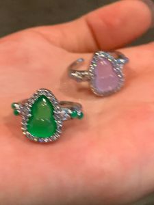 Nhẫn Ngọc Bích Hình Quả Dưa Chuột Phong Cách Trung Hoa Mới Thời Trang Cho Nữ Nhẫn Ngón Trỏ Nhẫn Thời Trang Hợp Kim Vàng