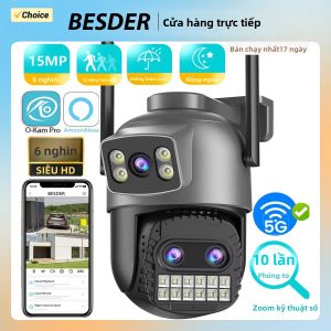 Camera IP Wifi BESDER 15MP PTZ Ngoài Trời Màn Hình Kép Zoom Quang Học 10X Phát Hiện Chuyển Động Người 4K Giám Sát An Ninh Với Ứng Dụng O-Kam Pro