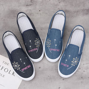Spring Autumn Womens Soft Bottom Anti-Slip Canvas Slip-On Shoes Traditional Beijing Cloth Shoes Casual Flat Heel Versatile