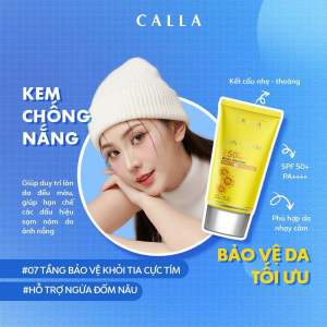 Kem Chống Nắng Calla Vật Lý Phổ Rộng Giúp Ngăn Ngừa Nám và Chống Tăng Sắc Tố Tối Ưu SPF 50+ PA+++