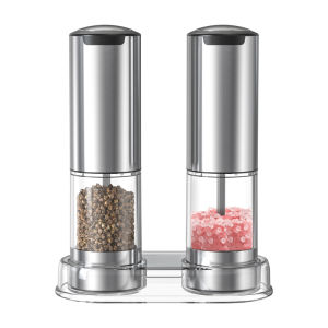 Rechargeable Electric Salt and Pepper Grinder Set Stainless Steel Automatic Pepper Mill with Large Capacity Container Adjustab