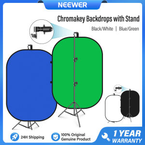 NEEWER 150 x 200cm Chromakey Foldable Backdrop with Stand 2-in-1 Reversible Black White Background for Photo Studio and Video Shooting Live Streaming