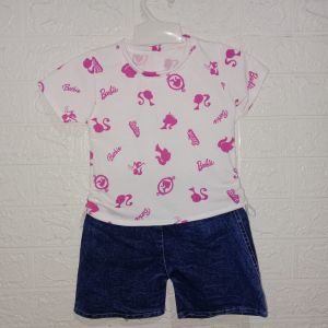 Stelan anak kaos serut atasan dan hotpants  0-3 tahun