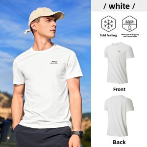 Jeep | Jeep Mens Casual Loose Short Sleeve T-shirt Outdoor Running Sportswear Breathable Elastic Polyester Cotton Blend Spring Autumn Summer