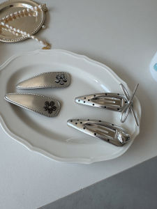 Fashionable Silver Polka Dot Butterfly Knot BB Clip Elegant Floral Rhinestone Side Clip Trendy Hair Accessories