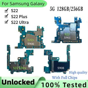 A+ Unlocked S22 Plus S906U/B Mainbaord For Samsung Galaxy 5G S22 Ultra S901U S901B S908B S908U Logic Board Full Chip Motherboard