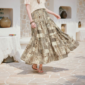 XIANGYING | Vacation Artistic Print A-line Skirt