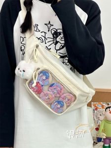 Japanese Style Ins Niche Style Transparent Bar Badge Chest Bag Animation Girl Doll Bag Cartoon Backpack Student Easiest for Match Crossbody Bag