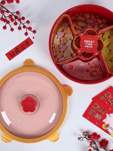 Plastic Home Living Room Storage Snack Fruit Tray Safe PP Transparent Lid New Year Spring Festival Celebration Sealed Box