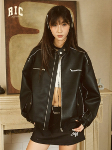 RickyisClown | Retro Racing Leather Jacket Men Loose Premium Sense