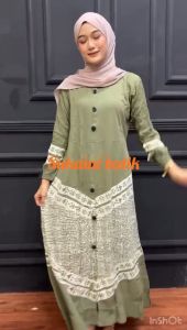 gamis batik malaman rayon super premium twill malaman terbarubaju lebaran 2024 sukaini batik