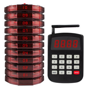 CATEL Wireless Pager System 10 Pagers 1 Charger Base 1 Keyboard Transmitter In Vibration Beeping For Restaurant Hotel Food Truck Cafe Wireless Paging System Coaster Buzzer