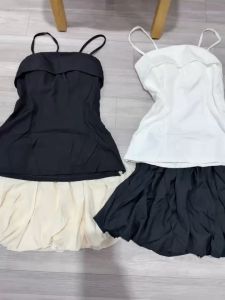 Set áo hai dây cúp ngực mặc kèm quần bí cho nữ form đơn giản tôn dáng