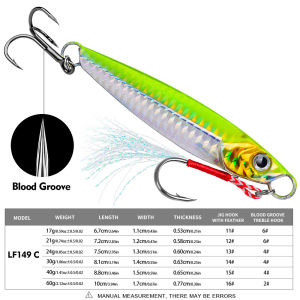 Saltwater Fishing Lures - Metal Jigging Spoons Double Hook Artificial Bait for Vertical Jigging & Boat Fishing