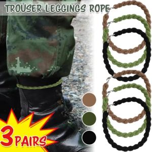 6ชิ้นกางเกงรัดขาแบบมีเชือกยุทธวิธีสายรัดรองเท้าบูตปรับได้สำหรับปีนเขาแคมป์ปิ้งแบบพกพากางเกงยืดข้อมือเข็มขัดเลกกิ้งสำหรับขับขี่กลางแจ้ง