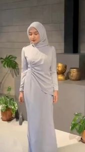 Zakiyah Dress Maxmara Luxury Gamis Wanita Terbaru 2024 Viral Dress Kondangan Wanita Muslim Elegan