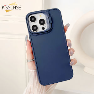 KISSCASE With Invisable Lens Bracket Stand Matte Phone Case For iphone 15 14 13 12 11 Pro Max 15 14 Plus Skin Feeling All-inclusive Acrylic Hard Anti-fall Shockproof Back Cover For iphone 15 14 13 12 11