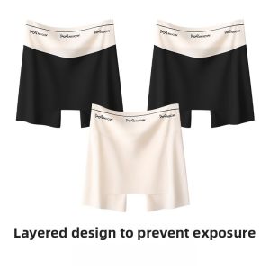 Miiow | Cat Woman Seamless Safety Pants Womens New 2025 High Waist Underwear Anti-Light Triangle Area Covering Nylon Fabric Pure Color