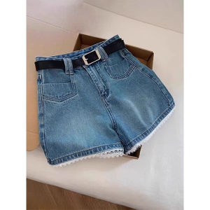 QIANCHANGNAAI | Retro Blue Denim Shorts for Women Pear Shape A-Line