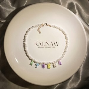 KALINAW Cute Pearl Customized Name Candy Colored Pastel Necklace