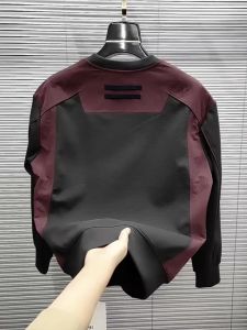 Fashionable Slim Fit round Neck Long Sleeve Color Block Hoodie Mens Spring Autumn New Style Simple Stylish Versatile Casual Sweatshirt