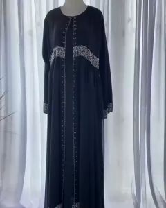 COUPLE ABAYA TURKEY IBU DAN ANAK BAHAN JETBLACK SAUDI DUBAI 475 GAMIS ARAB HITAM