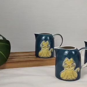 เหยือกนม ขนาด 200ml. ลายแมว  เหยือกเซรามิค เนื้อเบาทนทาน ใส่ของร้อนได้