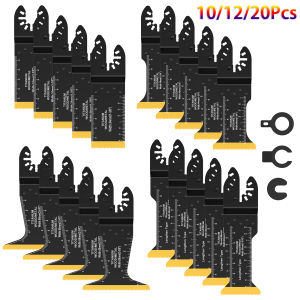 20Pcs Oscillating Saw Blades Bi-metal Titanium Coated Multitool Blades Wear Resistant Saw Blades for Wood Plastic Metal Cutting