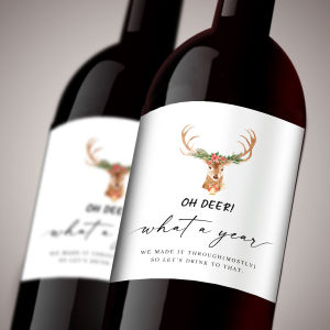 4pcs Christmas Bell Deer Pattern Wine Bottle StickersBottle Label For Home Office Christmas New Year PartyDiy Gift Decal Decor