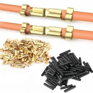 50/100set Brass Crimp Terminals Connector 0.5-1.5mm U-Shaped Wire Docking Connectors Brass Buckle Line Press Connector Terminal