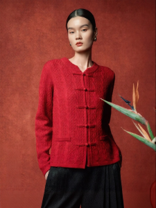 Red Knitted Spring Blazer