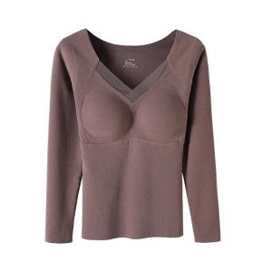 Oubiman | Thermal Heated Long Sleeve Padded Underwear For Winter V-Neck Shirt