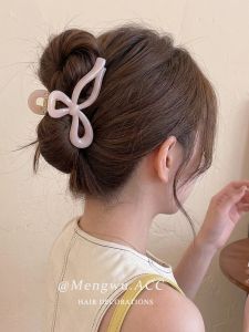 MENGWU | Milk Apricot Color Acrylic Elegance Simple Bow Hair Clip