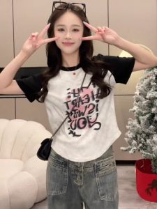 plus Size American Style Spicy Girl Short Sleeve T-Shirt Women Summer Slimming Belly Covering Fashionable Straight Cut Top