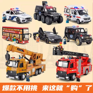 Large Childrens Toy Car Realistic Alloy Fire Truck Engineering Vehicle Boys Toy Crane Truck Ambulance Indoor Outdoor Play