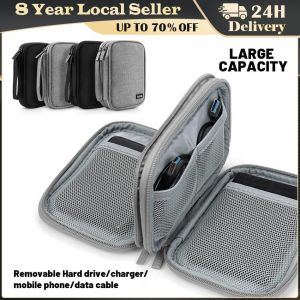 ❤️【Same Day Delivery】 Data Cable Storage Bags Portable Earphone Organizer Digital Gadget Carry Case Double Layer Digital USB Hard Disk Protection Bag