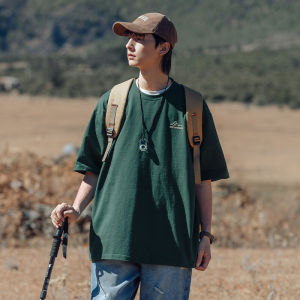 Pure Cotton Comfortable Short Sleeve Mens T-shirt Retro Casual Basic Style Printed Bottom Shirt Versatile Summer Breathable