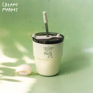 Original CreamyGirl French Dessert Vintage Insulated Stainless Steel Straw Water Bottle 480ml with Car Clip Cute Girl Design