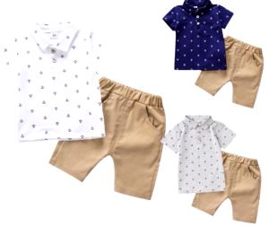 Kids High Quality Cotton Polo T-shirt Short Anchor Design Suits for Kids Boys 1-6 Years Old