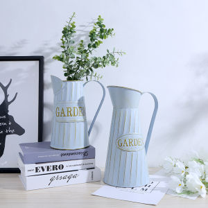 กระถางดอกไม้หนังเหล็กสไตล์เรโทร การจัดวางดอกไม้แห้ง กระถางรดน้ํา ตกแต่งหน้าต่าง ถังดอกไม้ปลอม ตกแต่งบ้าน