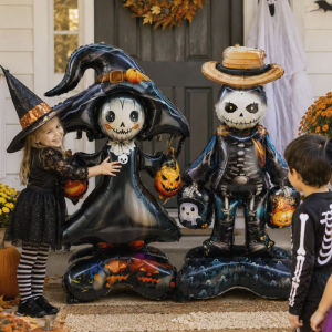 YESPERY 118cm Large Halloween Standing Foil Balloons Pumpkin Soldier Witch Ghost Skeleton Balloon Kids Toy Party Halloween Decor