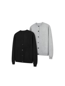 เสื้อคาร์ดิแกนคอตั้งแขนยาวทรงหลวมสไตล์ยูนิเซ็กซ์สำหรับฤดูใบไม้ผลิและฤดูใบไม้ร่วง สีพื้น แขนยาว ปกติ