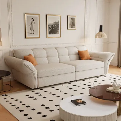 French Creamy Petal Puff Designer Sofa 2026