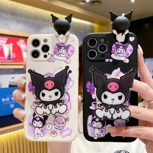 for iPhone 16 15 14 13 12 Mini 11 Pro Max 6 6S 7 8 Plus X XS Max XR SE 2020 Cartoon Kuromi Papa Stand Holder Phone Case - Lazada