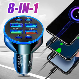 66W 8 cổng sạc điện dùng trên xe hơi 12V-24V 3.1A sạc xe hơi nhanh sạc điện thoại Bộ chuyển đổi cho Samsung Huawei Xiaomi iPhone