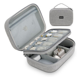 Cable Storage Bag EVA Double-layer Travel Digital Storage Pouch Large Capacity for USB Charger Mice Packing Organizer